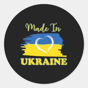 Made In Ukraine Ukrainian Flag Heart Classic Round Sticker