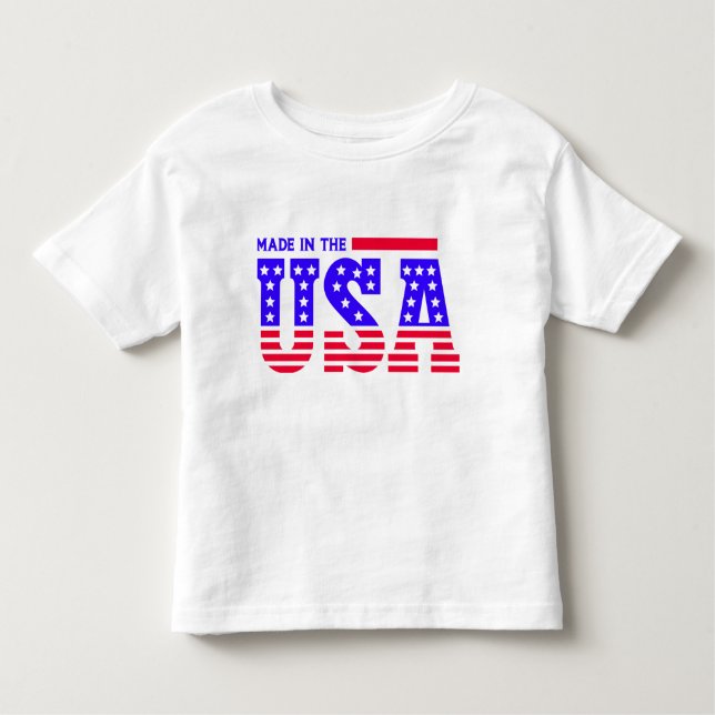 Made in USA American Flag Typography Toddler T-Shirt (Front)