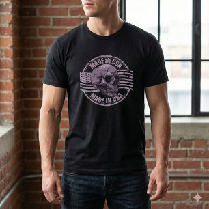 Made in USA Distressed Purple Skull Men's T-Shirt