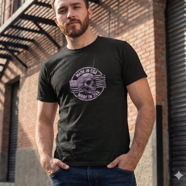 Made in USA Distressed Purple Skull  Men's T-Shirt (Creator Uploaded)