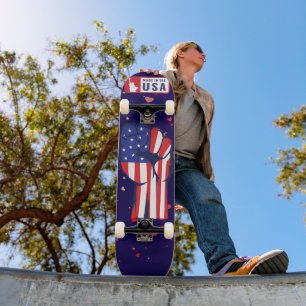 Made in USA Flag Fist Patriotic Complete Skateboard
