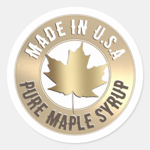 Made in USA Gold Leaf Pure Maple Syrup Mini Label