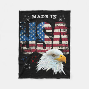 Made In Usa Patriotic American Flag Bald Eagle Ame Fleece Blanket