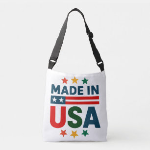 Made in usa patriotic typographic design crossbody bag