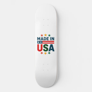 Made in usa patriotic typographic design skateboard