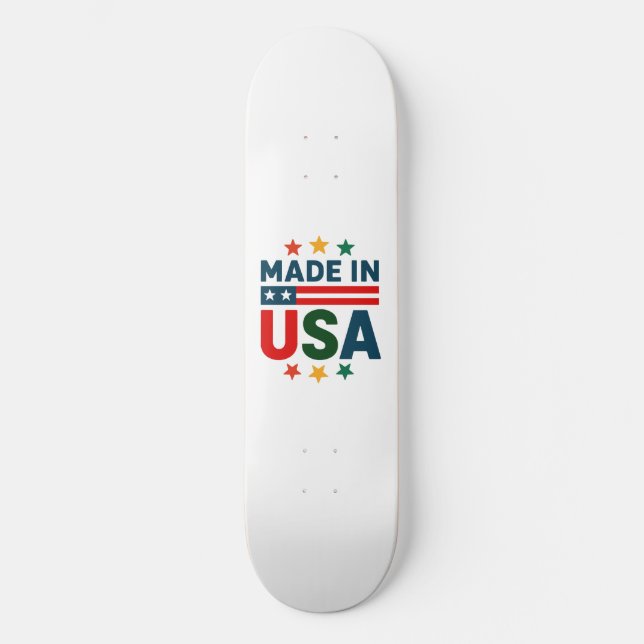 Made in usa patriotic typographic design skateboard (Front)