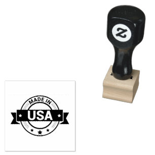 MADE IN USA Printed Logo Country Tourist Black Rubber Stamp