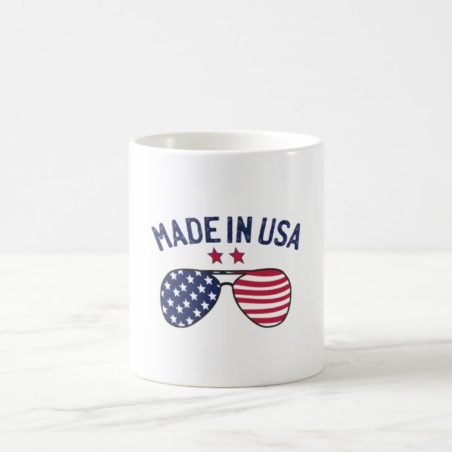Made in USA United States US Flag Sunglasses Coffee Mug (Center)