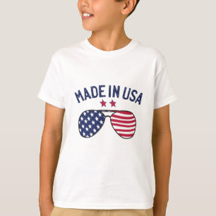 Made in USA United States US Flag Sunglasses T-Shirt
