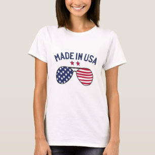 Made in USA United States US Flag Sunglasses T-Shirt