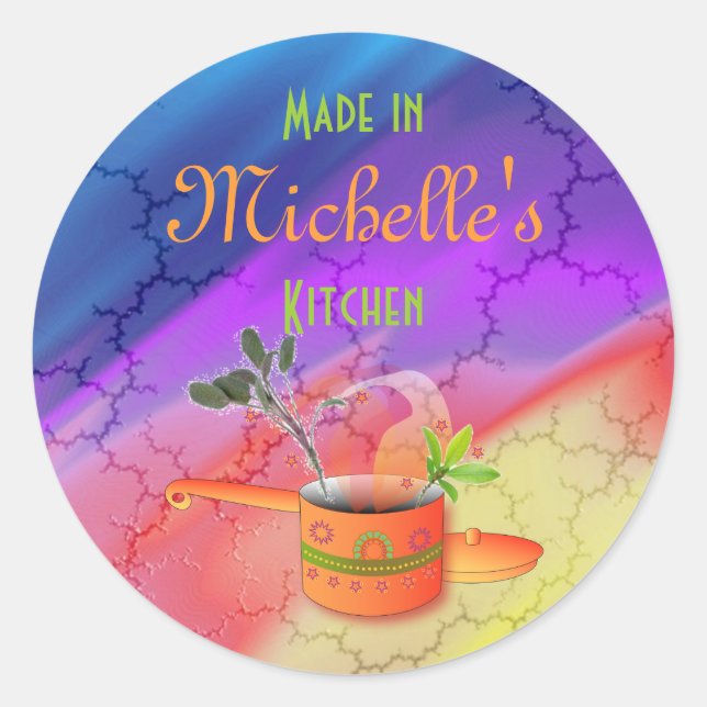 "Made in Your Kitchen" Multicolored Template Classic Round Sticker (Front)