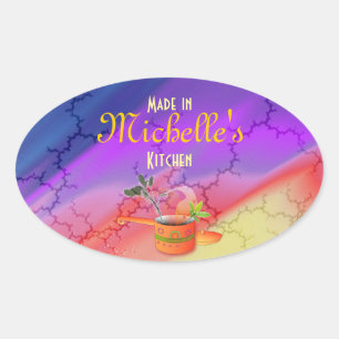 "Made in Your Kitchen" Multicolored Template Oval Sticker