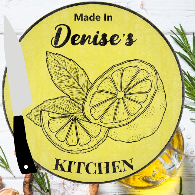 Made In [Your Name] Kitchen Lemons Any Colour Cutting Board (Creator Uploaded)