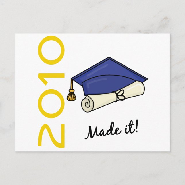 Made It Graduation Cap and Diploma Announcement Postcard (Front)