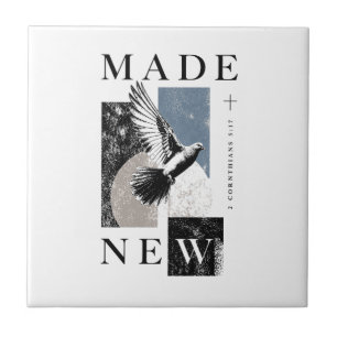 Made New 2 Corinthians 5:17 Brutalist Dove Baptism Ceramic Tile