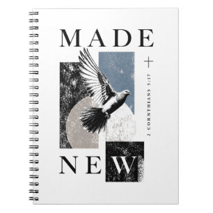 Made New 2 Corinthians 5:17 Brutalist Dove Baptism Notebook