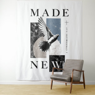 Made New 2 Corinthians 5:17 Brutalist Dove Baptism Tapestry