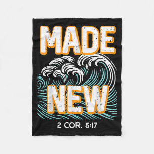 Made New Waves 2 Cor 5_17 Baptism Christian Men Fleece Blanket