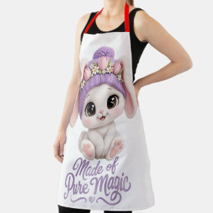 Made Of Pure Magic Cute Baby Bunny Pink Bodysuit Apron