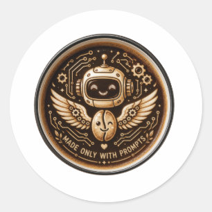 Made Only With Prompts Funny AI Coffee Robot Classic Round Sticker