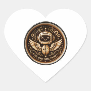 Made Only With Prompts Funny AI Coffee Robot Heart Sticker