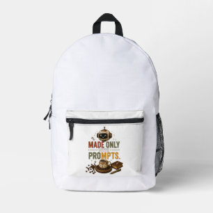 Made Only With Prompts Funny Ai Coffee Robot Retro Printed Backpack