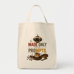 Made Only With Prompts Funny Ai Coffee Robot Retro Tote Bag
