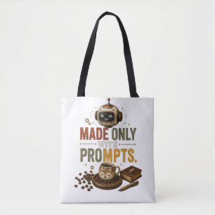 Made Only With Prompts Funny Ai Coffee Robot Retro Tote Bag