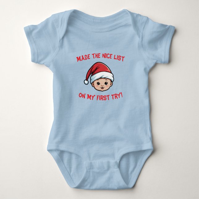 Made the Nice List on My First Try! Baby Boy Baby Bodysuit (Front)