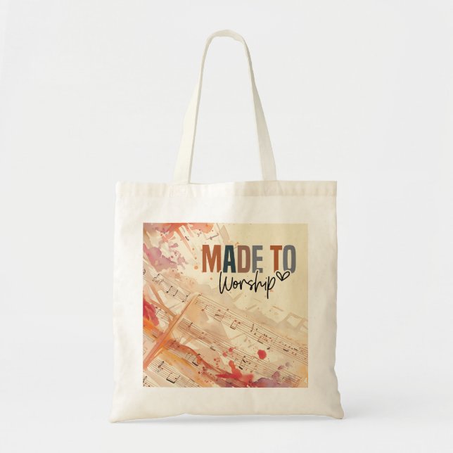 Made to Worship Inspirational Christian Quote Tote Bag (Front)