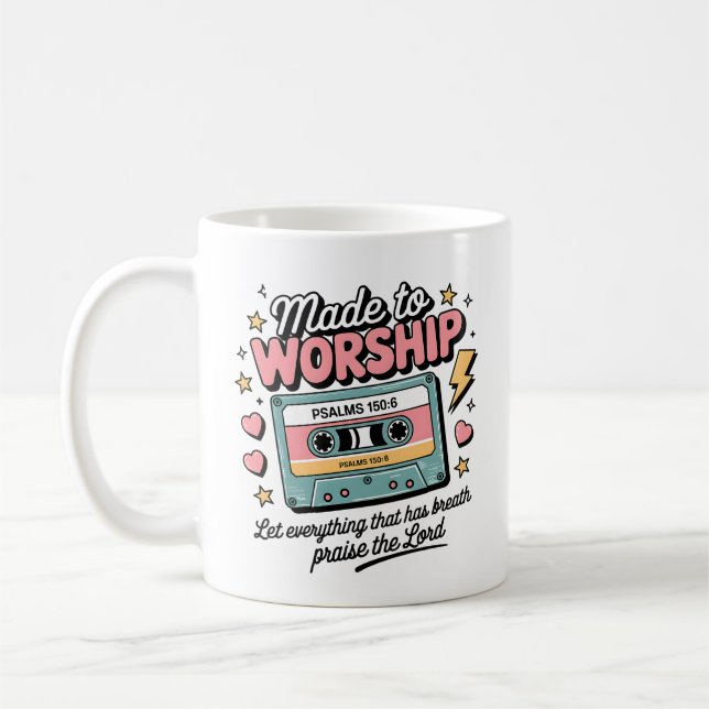 Made to Worship Mug | Retro Christian Coffee Cup (Left)