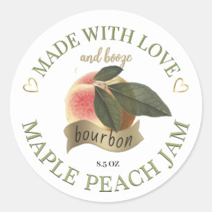 Made with Love and Bourbon Maple Peach Jam Label