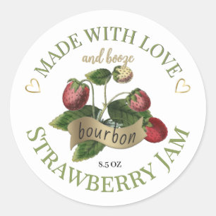 Made with Love and Bourbon Strawberry Jam Label