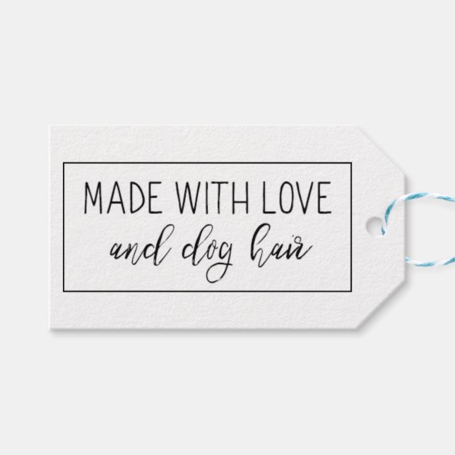 Made with Love and Dog Hair Gift Tag (Front (Horizontal))