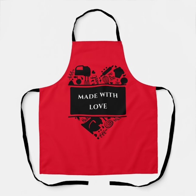 Made With Love Baking Cooking Cook Chef Kitchen Apron (Front)