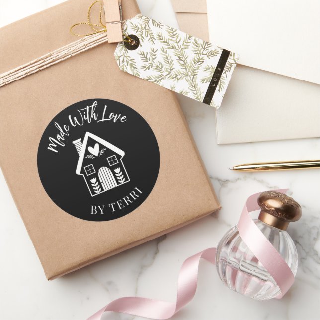 Made with Love Black and White House Sticker (Gifting)