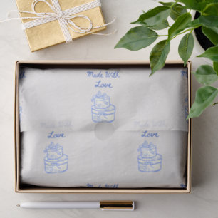 Made With Love Blue And White Wedding Favour Tissue Paper