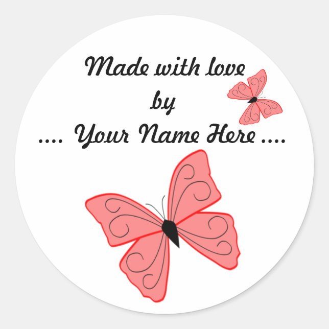Made With Love Butterfly Sticker (Front)