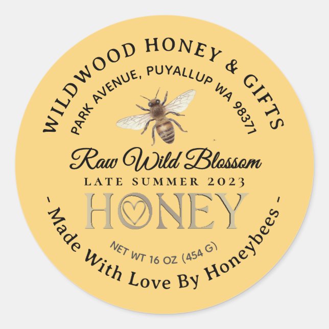 Made with Love By Bees Late Summer 2024 Honey Classic Round Sticker (Front)