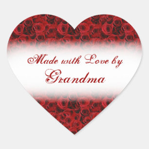 Made with love by customisable rose heart labels