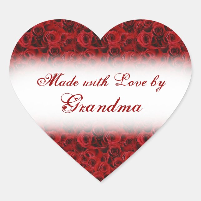 Made with love by customisable rose heart labels (Front)