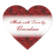 Made with love by customisable rose heart labels