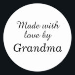 Made with Love by Grandma stickers<br><div class="desc">This sweet sticker is accented with the loving quote,  Made with love by Grandma,  making it perfect for cookies,  muffins,  cake,  mittens and other home made gifts.</div>