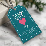 Made With Love By You - hot pink and blue Gift Tags<br><div class="desc">A whimsical,  personalised tag for all your handmade items.</div>