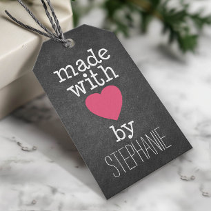 Made With Love By You - hot pink and chalkboard Gift Tags