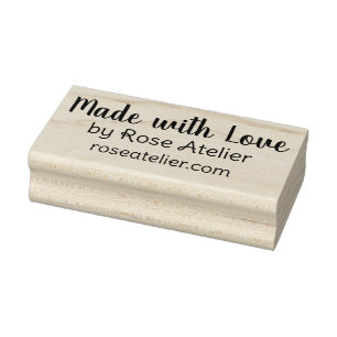 Made with Love by Your Store Name Custom Business Rubber Stamp