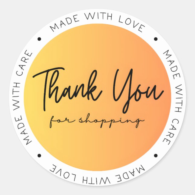 Made with love & Care thank you Classic Round Sticker (Front)