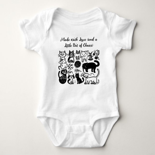 Made with Love & Chaos" Funny Baby T-Shirt - Cute  Baby Bodysuit (Front)