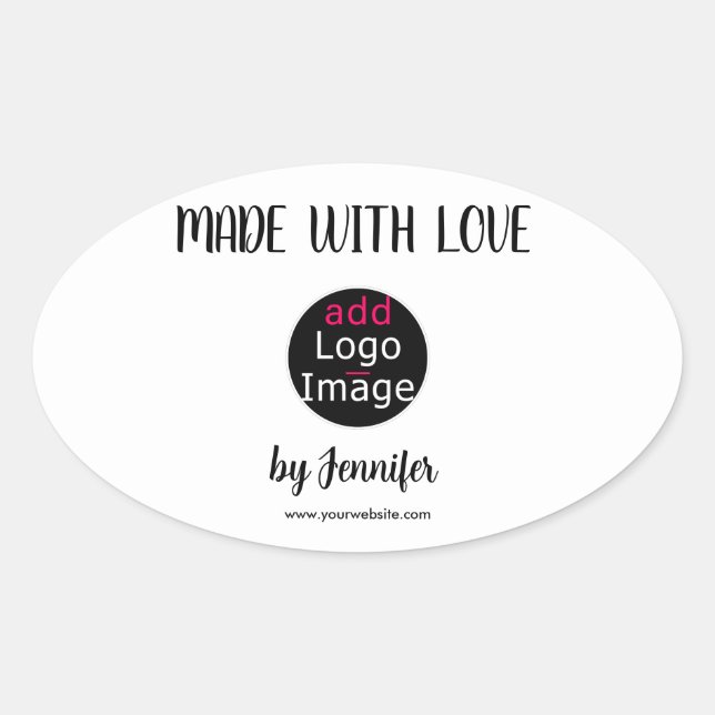 Made With Love Chic Professional Custom Logo Oval Sticker (Front)