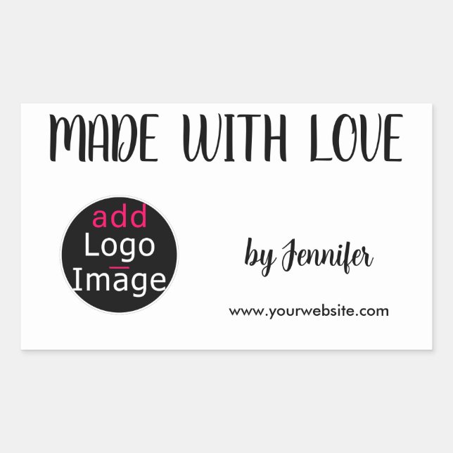 Made With Love Chic Professional Custom Logo Rectangular Sticker (Front)